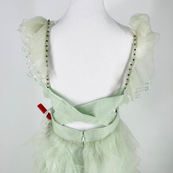 NWT Mac Duggal Mint Ruffle Tiered Tulle Cut Out Gown, Style 60670 - Picture 8 of 15